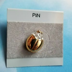 Vintage Ladybug Tack Pin Gold lady Bug insect brooch beetle